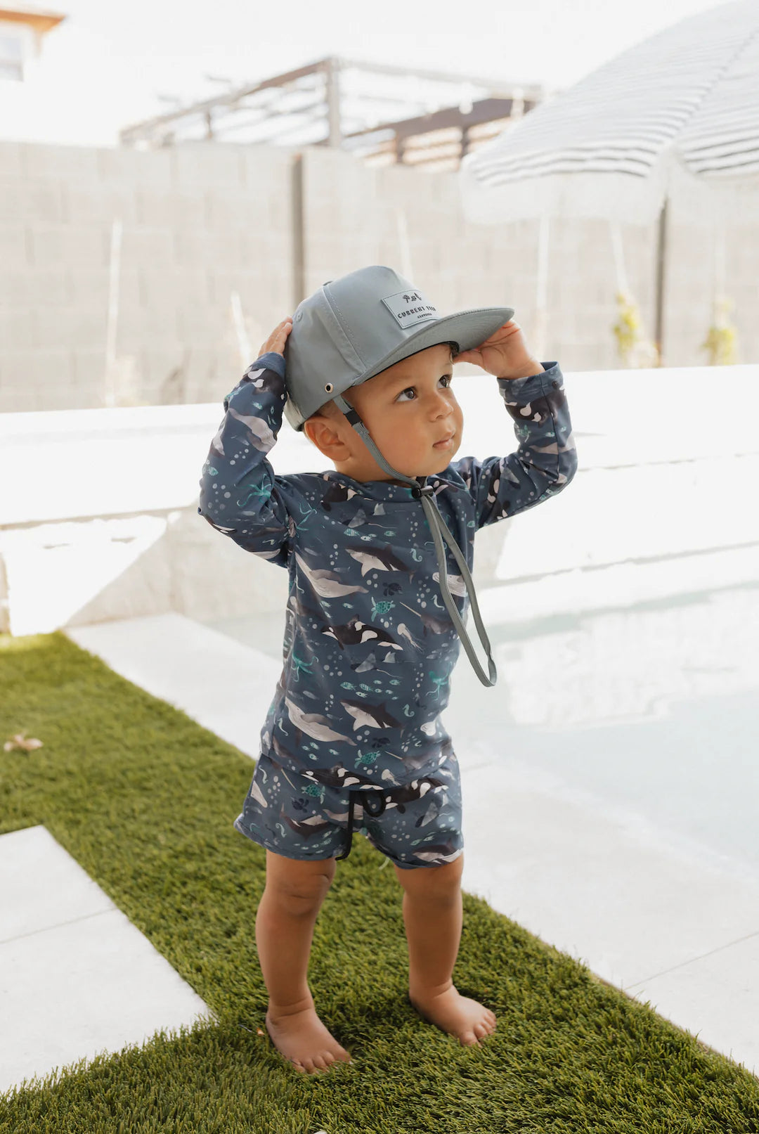 Current Tyed - Waterproof Snapback Hat - Sizes for Littles + Adults (Charcoal)