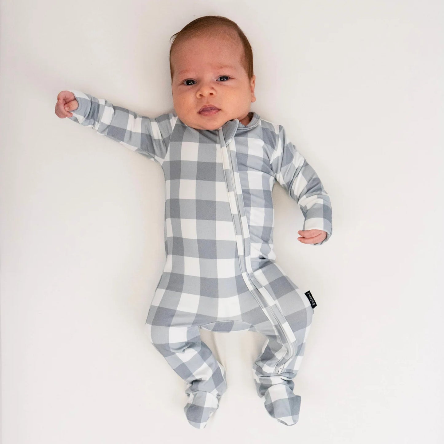 Belan J - Bamboo Footed Sleeper (Denim Plaid)
