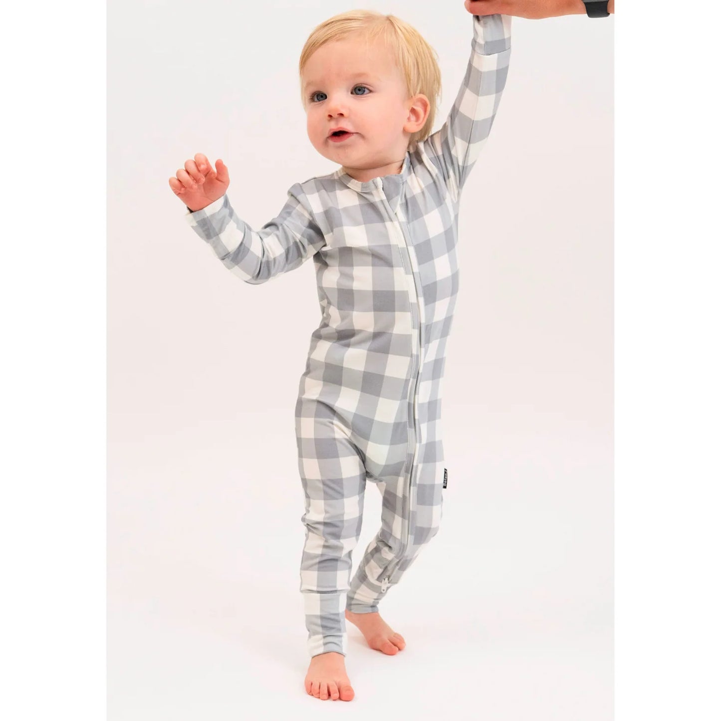 Belan J - Bamboo Footless Zipper Sleeper (Denim Plaid)