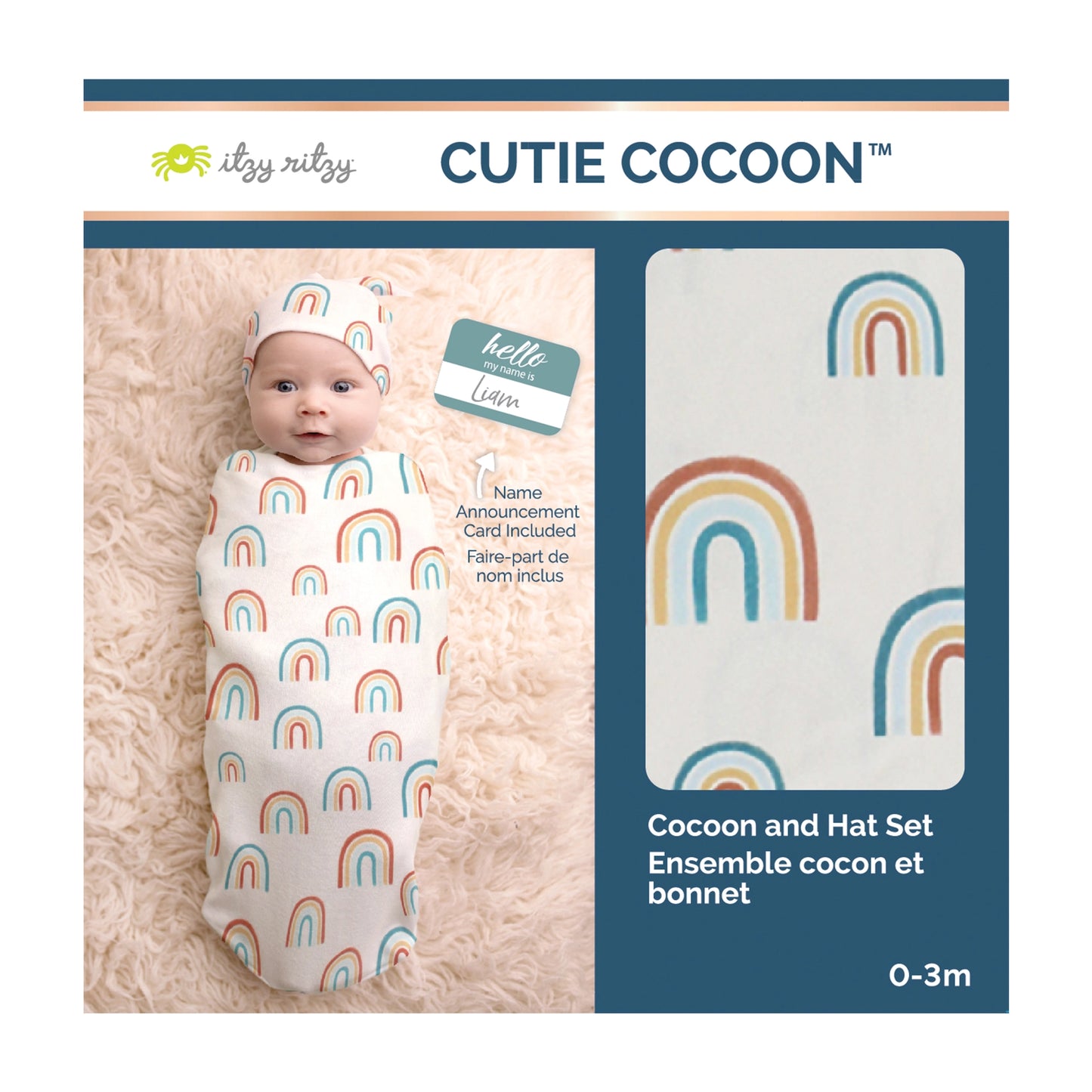 Cutie Cocoon Matching Cocoon & Hat Set (Over the Rainbow)
