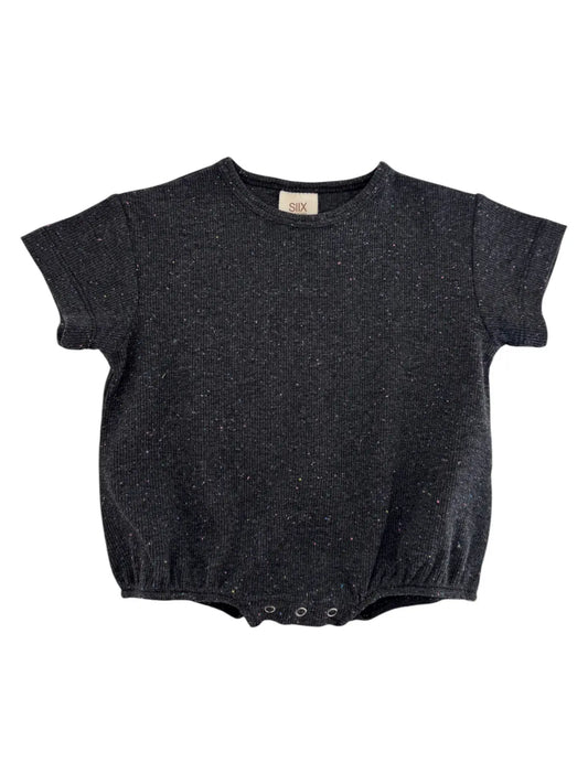 Siix Collection - Organic Cotton Bubble Romper (Charcoal Speckle)