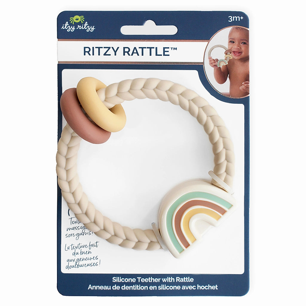 Ritzy Rattle Silicone Teether Rattles (neutral rainbow)