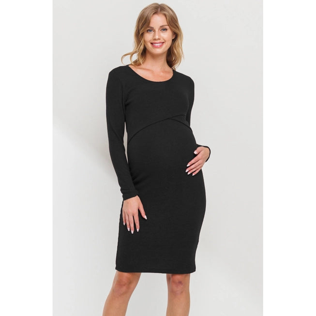 Nursing + Maternity Knit Bodycon Dress (Black)