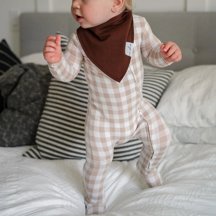 Pip + Phee - Bamboo Footie Sleeper (Tan Gingham)