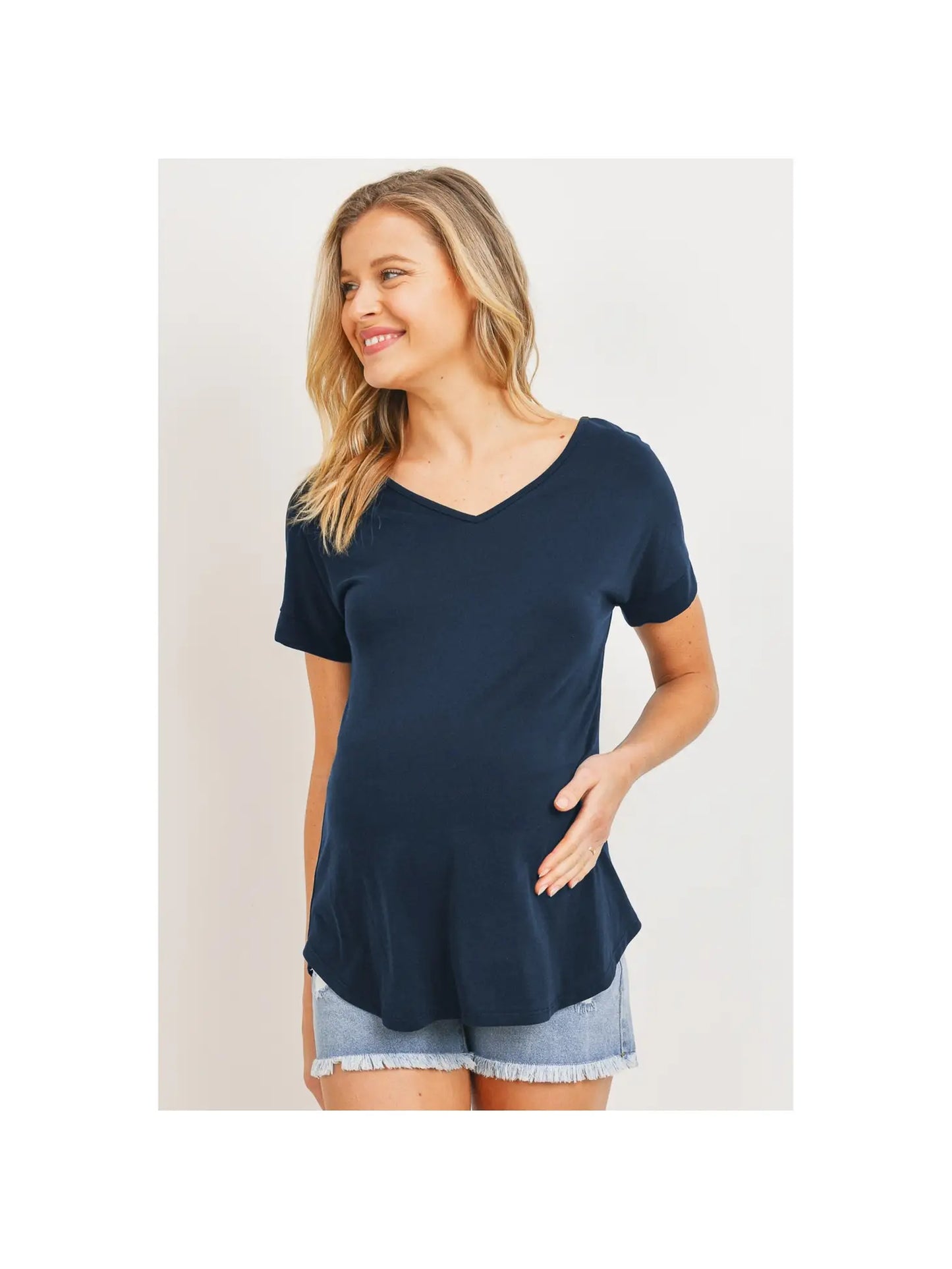 Open Back Maternity V-Neck T-shirt