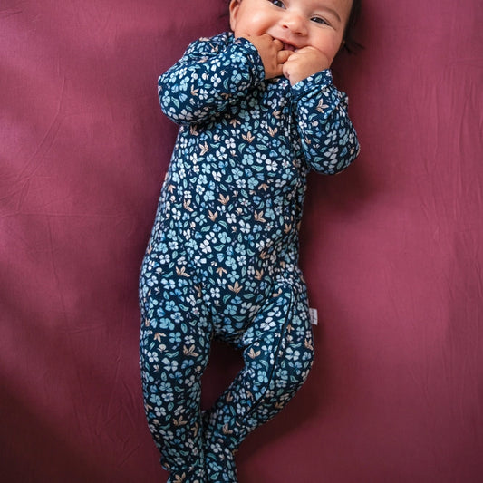 Pip + Phee - Bamboo Footie Sleeper (Navy Floral)