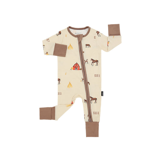 Belan J - Bamboo Footless Zipper Sleeper (Hay Neighbour)