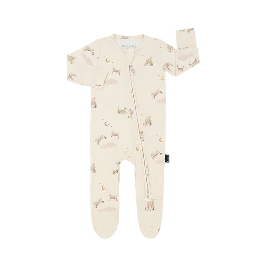 Belan J - Bamboo Footed Zipper Sleeper (Little Lambs)