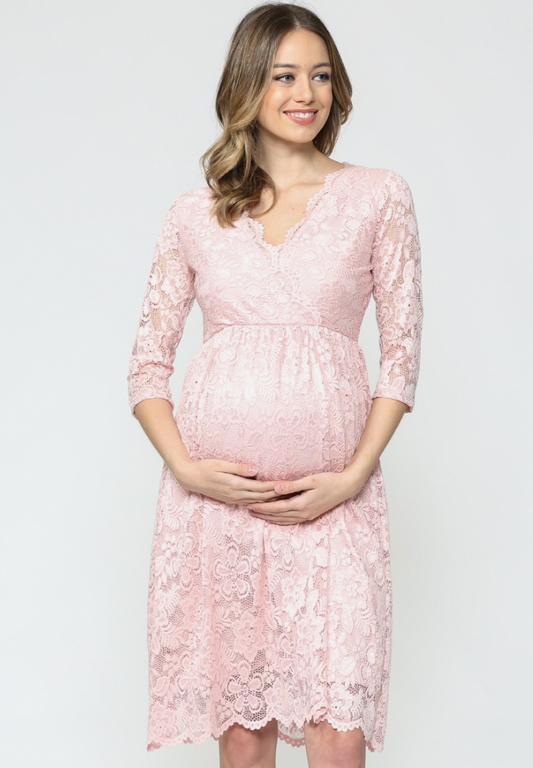 Floral Scallop Lace Maternity Dress
